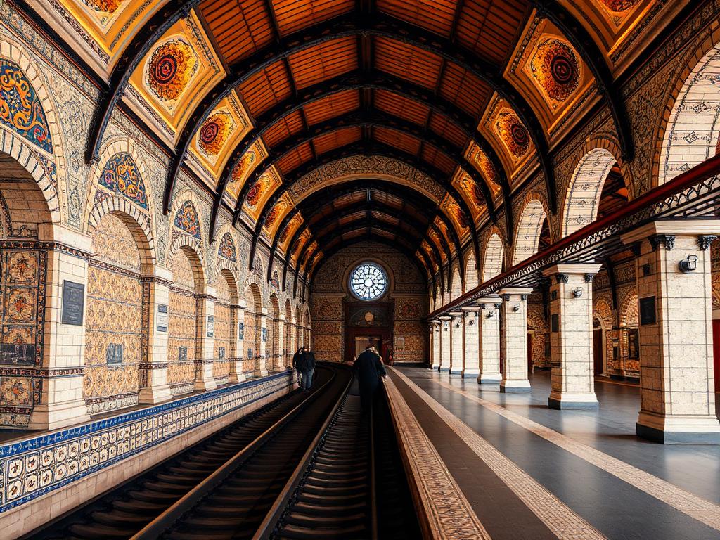 São Bento train station with azulejo tiles